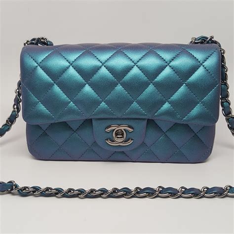 sac chanel turquoise|Chanel lambskin bag.